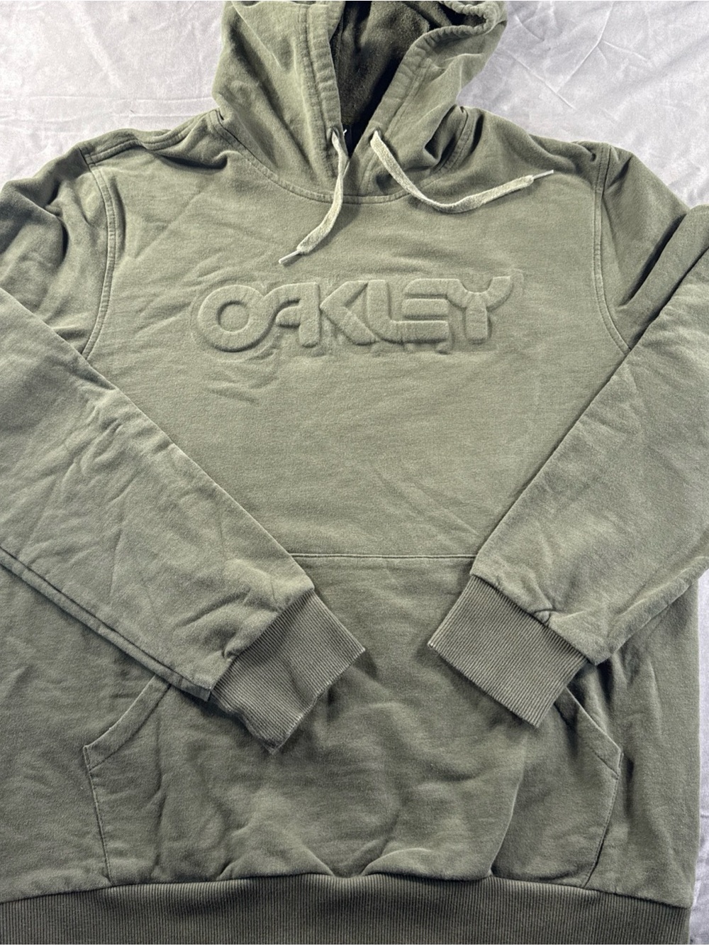 Oakley Olive Green Embossed Logo Pullover Hoodie